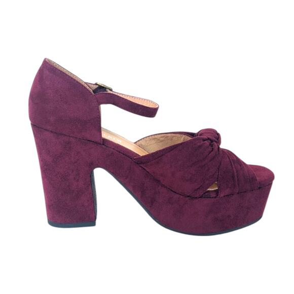 Chelsea Crew Get a Lift Burgundy Platform Heel Faux Suede Women’s size 40 - Picture 5 of 13